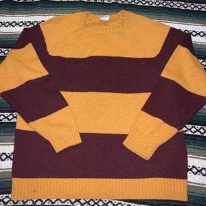 Mens Old Navy XL Burgundy and Gold striped wool sweater